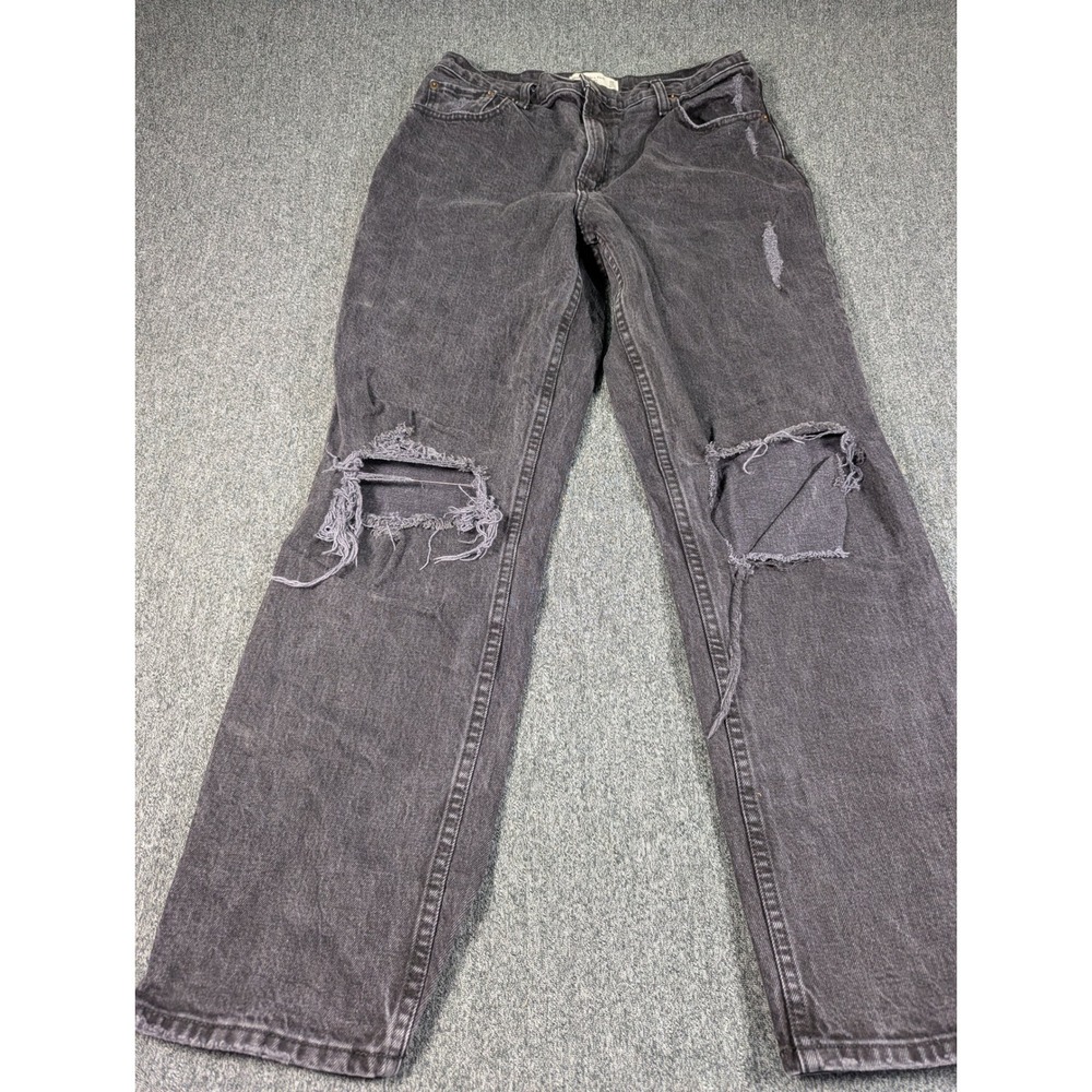 Abercrombie & Fitch The 90s Straight Ultra High Rise Distressed Black Jeans 10s